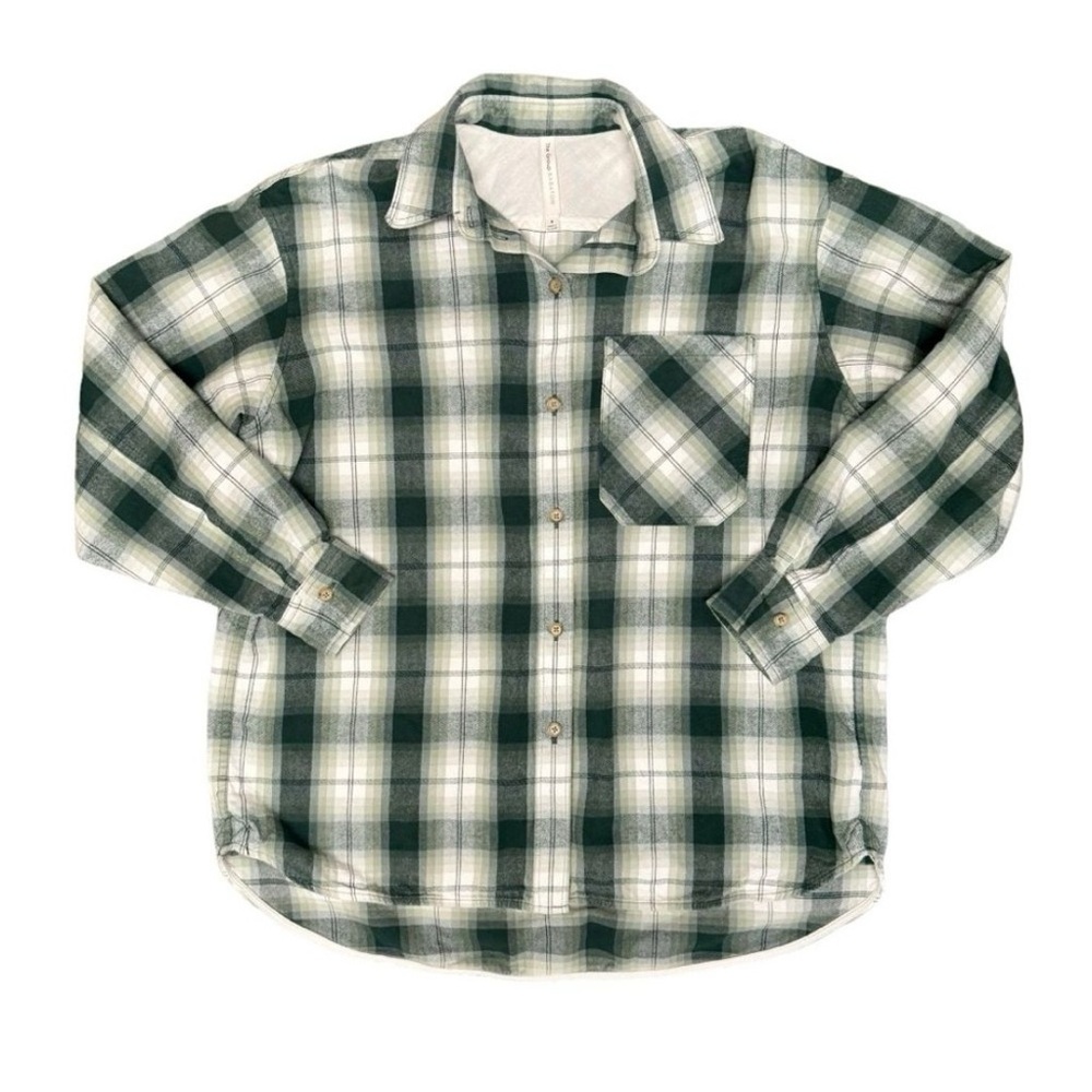 Aritzia Green Plaid Button Down Shirt
